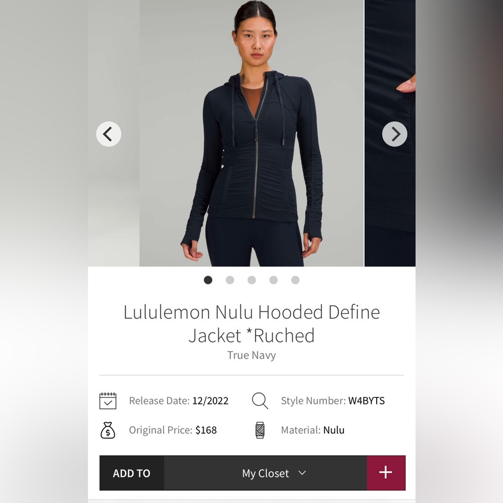 Lululemon Nulu Hooded Define Jacket *Ruched* - True Navy